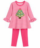 Applique Christmas Tree Girl's Pants Set
