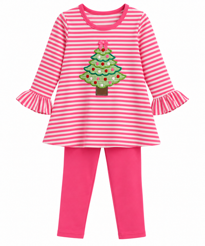 Applique Santa Boy's Shirt Light Blue White Stripes