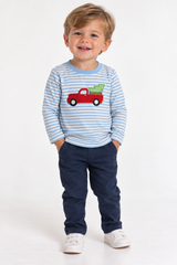 Applique Christmas Tree Truck Boy's Shirt
