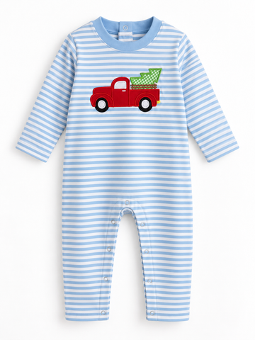 Applique Christmas Tree Truck Boy's Shirt