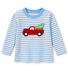 Applique Christmas Tree Truck Boy's Shirt
