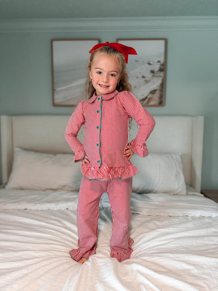 Red and White Stripes Girl's 2 Piece Loungewear
